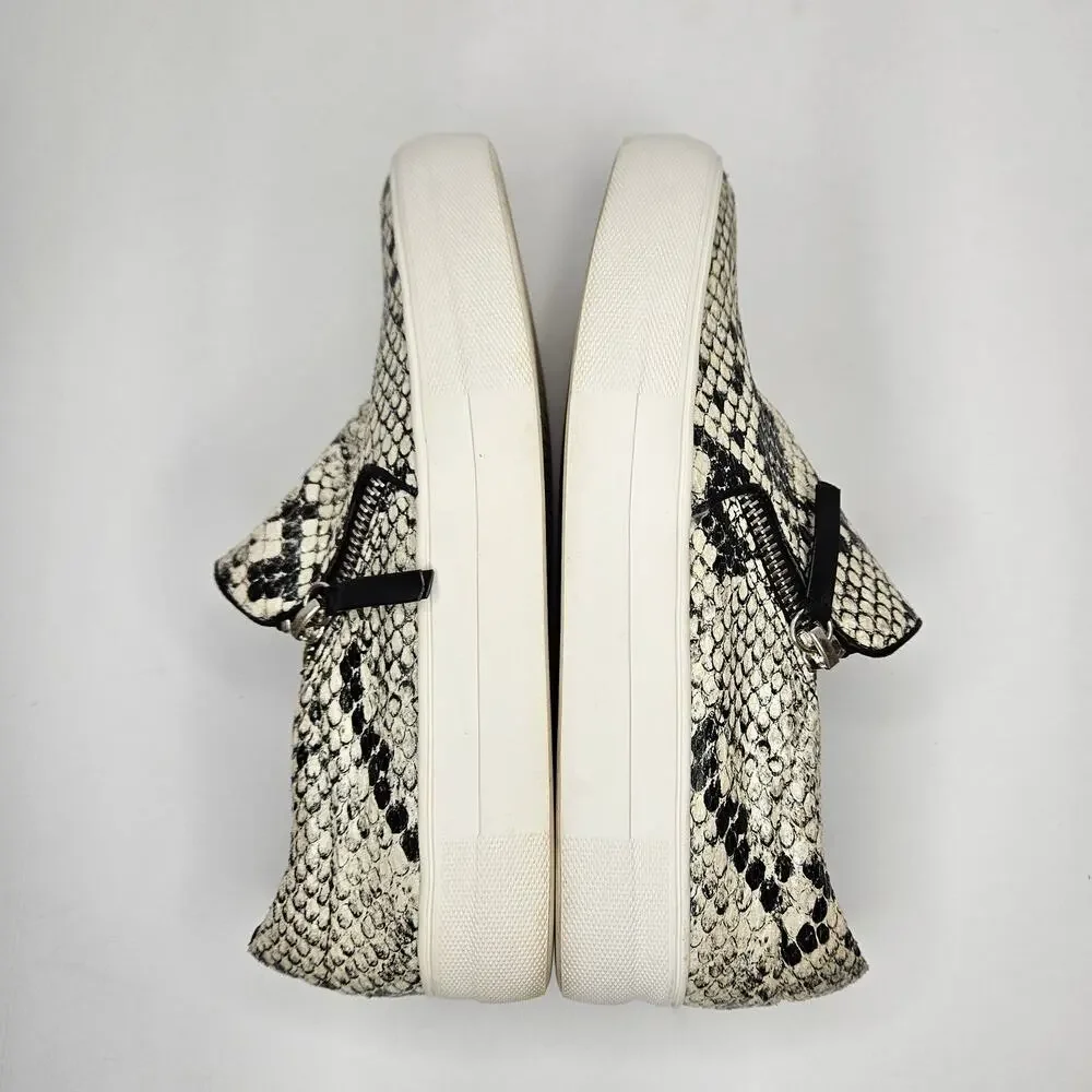Steve Madden Black/White‎ Glammar Snakeskin Slip On Platform Sneakers Size 6M